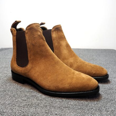 Bottes mi haute de neige en daim marron pour homme