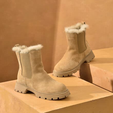 Bottes Chelsea d'hiver en cuir suédé pour femme