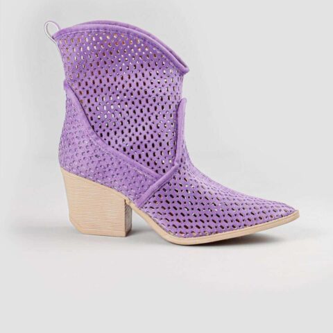 Bottes violettes d'été basses en mailles à talons bas