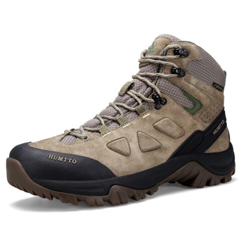 Bottes de marche chaussures imperméables pour homme beige sur fond blanc