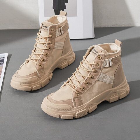 Bottes de marche en toile pour femme beigés