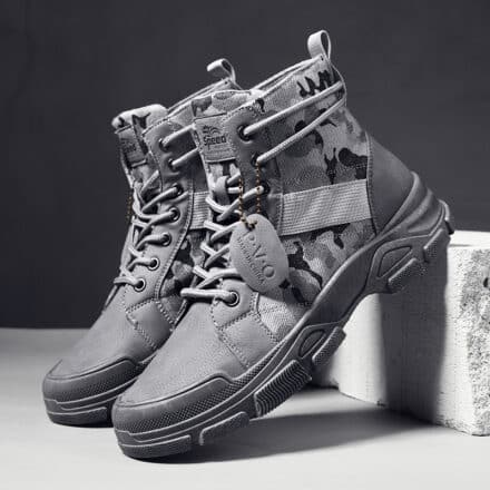 Bottes de neige hommes à plateforme grises
