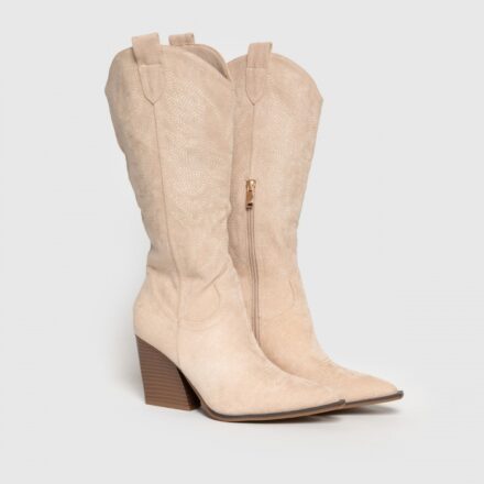 Botte de cowboy confortable et élégant en daim et en beige