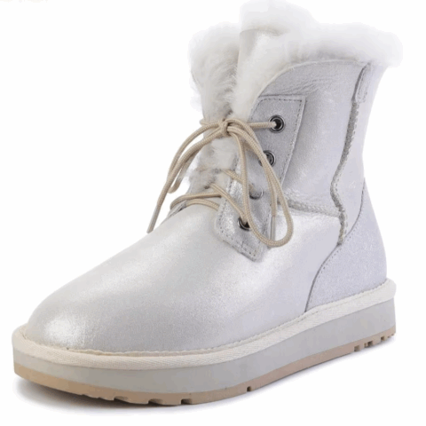 Bottes en cuir de mouton avec doublure en laine pour hiver