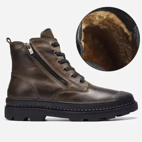 Bottes hiver en cuir de vachette pour homme