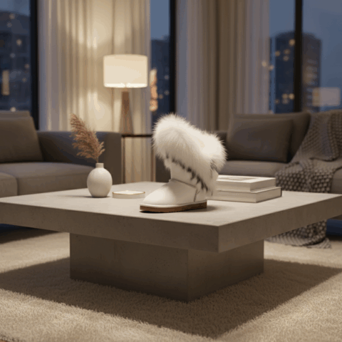 Bottes hiver fourrure renard laine chaude glands ethnique